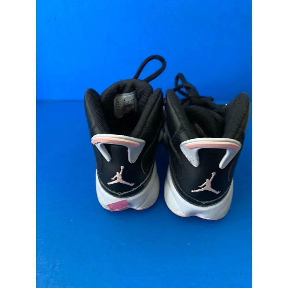 Nike 323431-002 Air Jordan 6 Rings Black PinkLeather Sneaker Shoes Youth US 11C